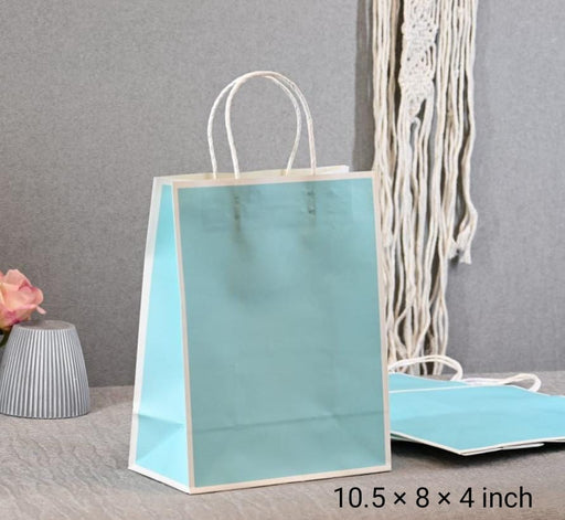 Medium Size Aqua blue(27 X21 X11 cm) Paper Bags With Handle Gift Paper bag, Carry Bags, gift For Valentine Gifting, marriage Return Gifts, Birthday, Wedding, Party, Season's Greetings
