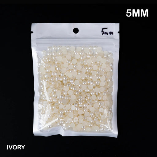 1200 Pcs Half OffWhite Moti Pearls Beads for Jewellery Making, Necklace, Nail decor, Bracelet Set for Beading, Crafting, Scrap Booking and Hand Embroidery Materials (5 mm)(Off-White)