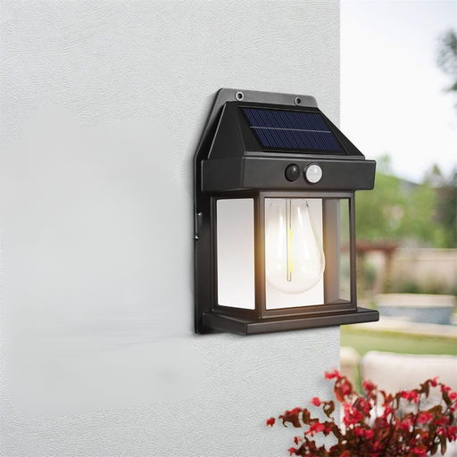1 Piece Solar Wall Lights Outdoor, Wireless Dusk to Dawn Porch Lights Fixture, Solar Wall Lantern with 3 Modes & Motion Sensor, Waterproof Exterior Lighting with Clear Panel