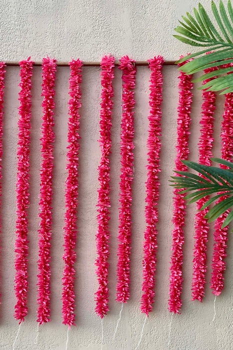 Artificial Mogra Hanging Long Flower line for toran(Backdrop),Home Decor, Diwali, Festival decoration (Dark Pink)