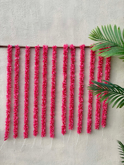 Artificial Mogra Hanging Long Flower line for toran(Backdrop),Home Decor, Diwali, Festival decoration (Dark Pink)