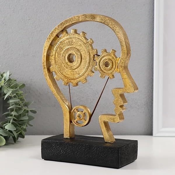 1 pc Man with Gear in The Head Statue, Home Decor Showpiece – Design Statue for Decorative Room Enhancement