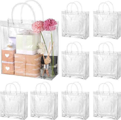 Medium Transparent PVC Plastic Bag Goodie Bags With Handle Gift bag, Carry Bags, gift bag, gift for Gifting, Return Gifts, Birthday, Wedding, Party, Festivals, Events (Medium)