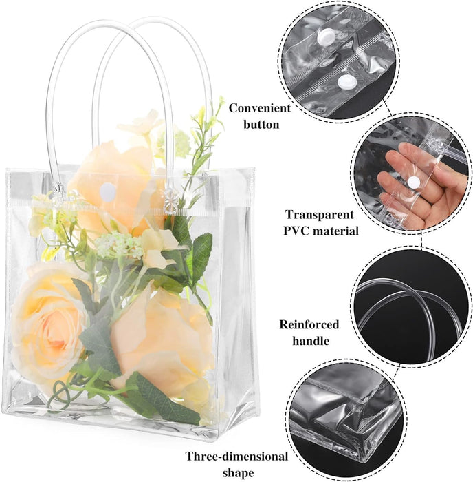 Transparent PVC Plastic Bag Goodie Bags With Handle Gift bag, Carry Bags, gift bag, gift for Gifting, Return Gifts, Birthday, Wedding, Party, Festivals, Events(Small)
