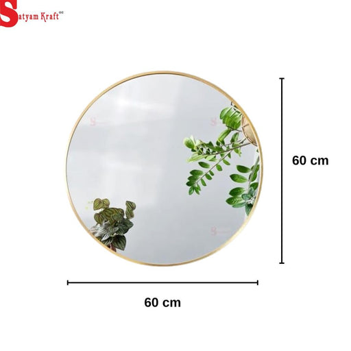 1 Pc Round Shaped Fiber Wall Mirror Hanging Frame for Home Decor, Hanging in Bedroom, Living Room with Hook for Hanging for Decor.