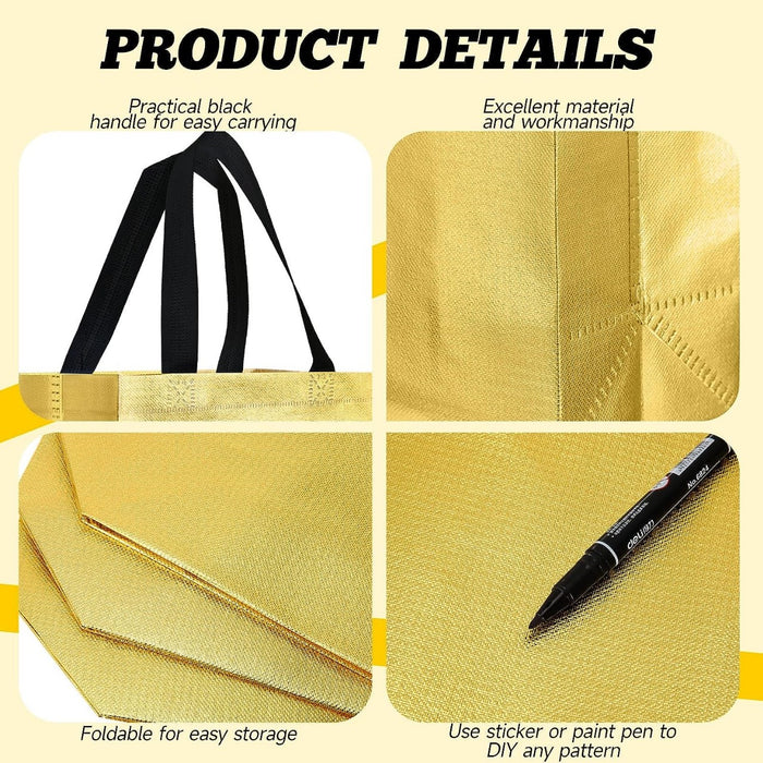 Medium Size Non Woven Bag With Handle 26 x 29 cm Gift Paper bag, Carry Bags, gift bag, gift for Birthday, gift for Festivals, Season's Greetings and other Events(Gold)