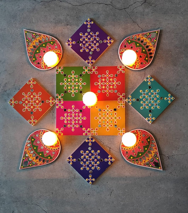 DIY Rangoli Kolam Design With Led Candles