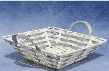 White Colour Square Multipurpose  plastic cane look basket for Gift Hamper,Wedding Gift, Christmas Gifting Boxes and Decoration Purpose (White)