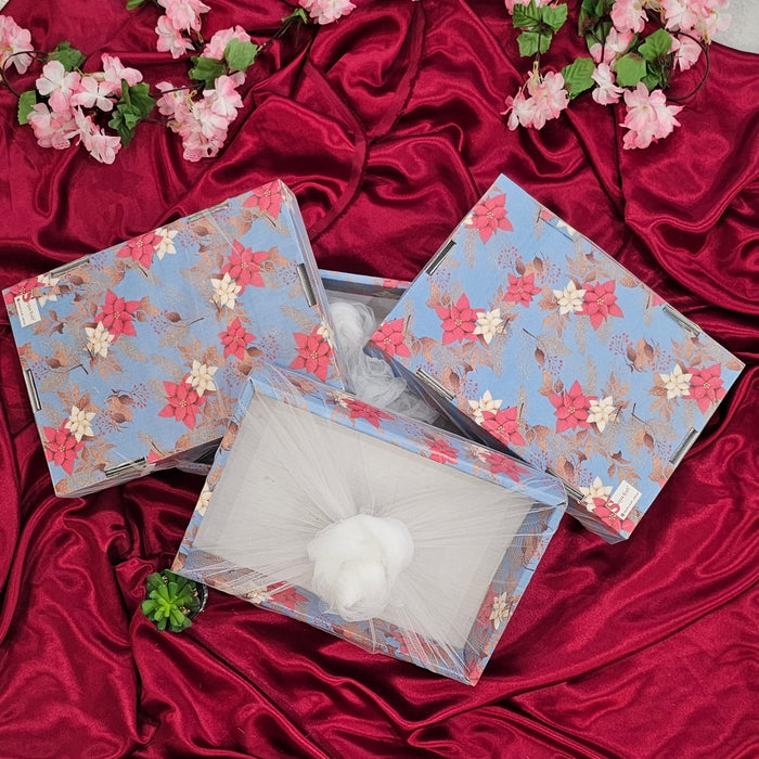 4 Pcs Multipurpose Decorative Folding Paper Box Net Rectangle Cardboard Box with Net DIY Tray for Gift Hamper, Gifting (Cardboard Folding Paper Box)