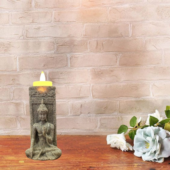 1 Piece Buddha Statue with Tealight Candle Statues for Home Decor, Living Room, Office Desk, Table, Bedroom Corner Showpiece, Gifts Items Face Budha Head (Pack of 1) (Model 1)