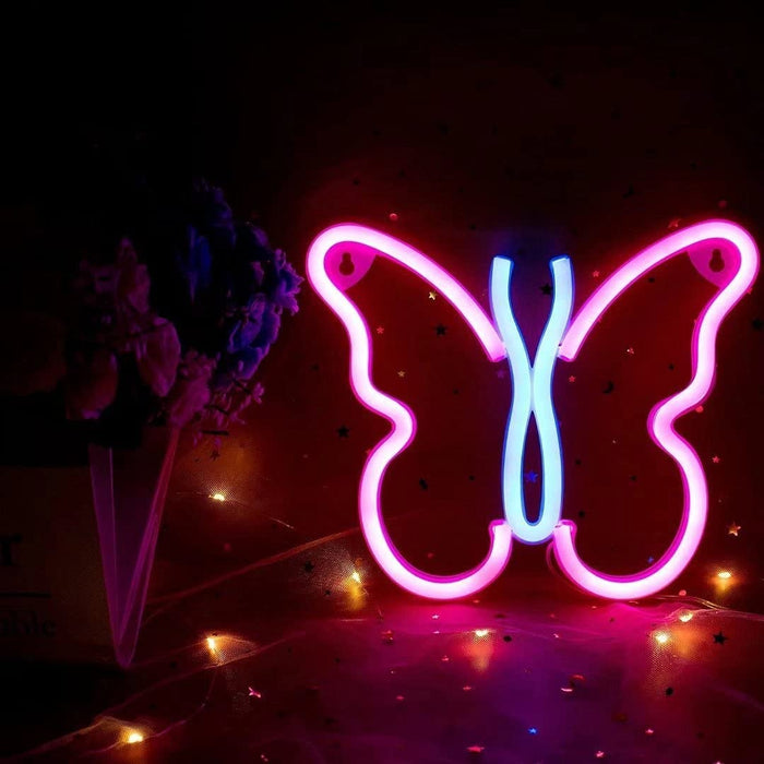 1 Pcs Butterfly Neon Colorful LED Light for Home Decoration, Brighten Up Your Living Space, Also Used in Parties & Christmas Parties as Decoration (Blue and Pink Color, 1 Piece)