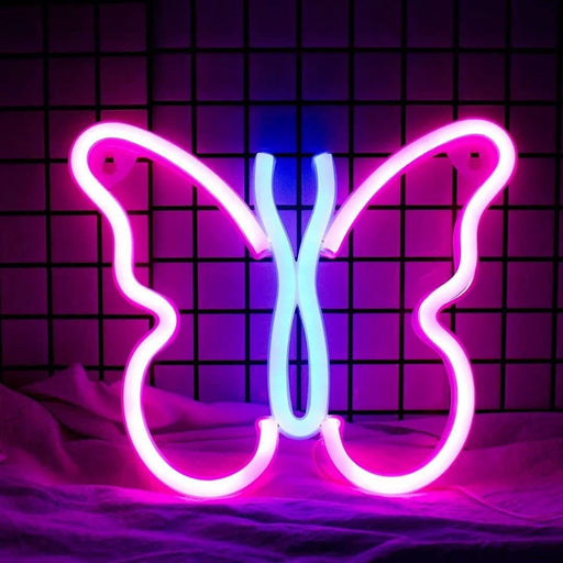 1 Pcs Butterfly Neon Colorful LED Light for Home Decoration, Brighten Up Your Living Space, Also Used in Parties & Christmas Parties as Decoration (Blue and Pink Color, 1 Piece)