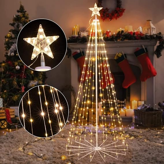 1 Pcs Acrylic Star Curtain Led Lights With Plug For Home,Christmas decor,festival (2.22 Meter) (Yellow)