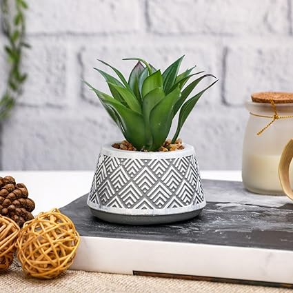 1 PC Mini Agave Artificial Green Indoor Succulent Plant with Aesthetic Ceramic Pot to Add Charm to Your Homedecor