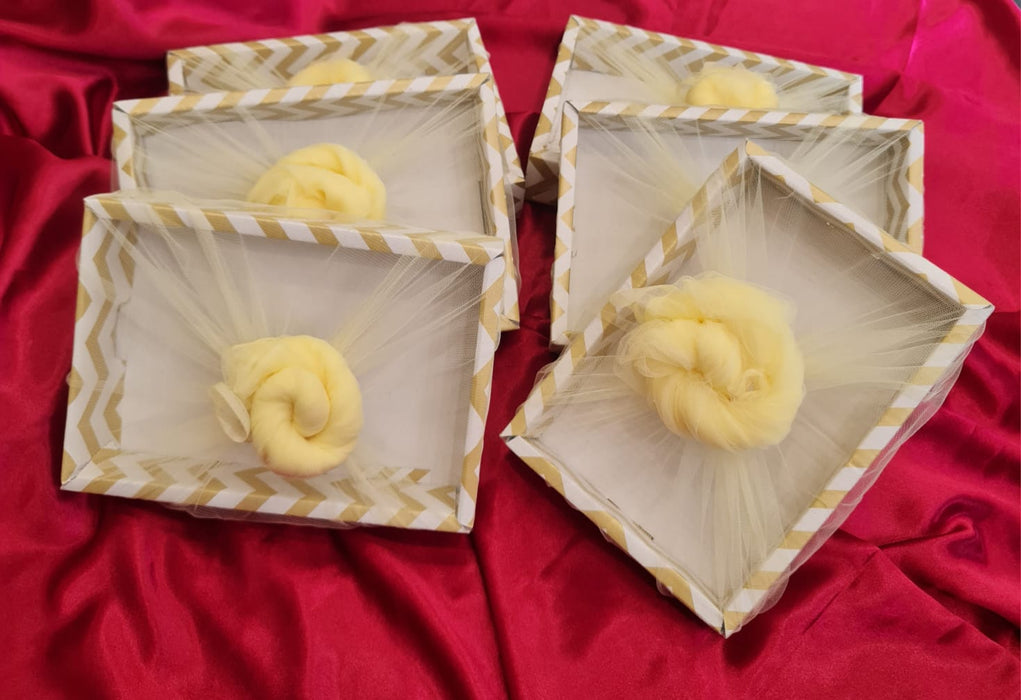 6 Pcs 7*10 inch Multipurpose Decorative Folding Paper Box Net Rectangle Cardboard Box with Net DIY Tray for Gift Hamper, Gifting (Cardboard Folding Paper Box)