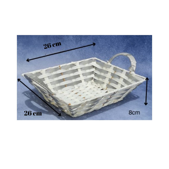 White Colour Square Multipurpose  plastic cane look basket for Gift Hamper,Wedding Gift, Christmas Gifting Boxes and Decoration Purpose (White)