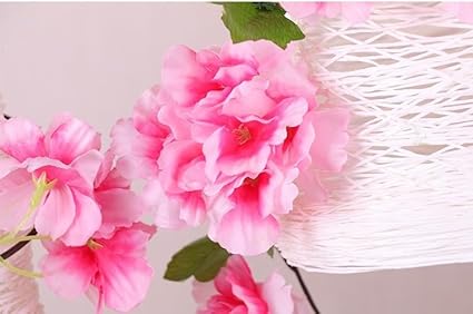 Artificial Cherry Blossom Rattan Flowers(pink) Wall Hanging Decorative Vine String Lines Items for Diwali Decoration, Backdrop for Pooja Room, Home Decor (230 cm)