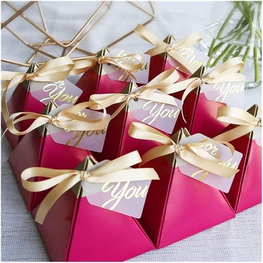 Decorative diamond shape Folding Storage Box for Return Gift, Birthday,Boxes with Ribbon, Perfect for Packing Chocolate, Dry Fruits,Engagement