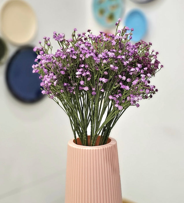 3 Pcs Babys Breath Flowers Artificial Gypsophila Bouquets Flowers Gifting, Home, Bedroom, Garden, Balcony, Office Corner, Living Room decoration and Craft (Pack Of 3) (Without Vase)