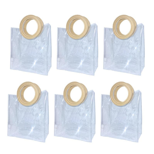 Small Transparent Bags with Circle Handle Gift Paper Bag, Carry Bags, Gift Bag, Gift for Birthday, Valentine, Marriage, Festivals, Season's Greetings and Events (Cream) (Small)