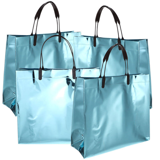 Medium Size shiny BLUE(28X32X11 cm) Foil PVC Bags With Handle Gift Paper bag, Carry Bags, gift For Valentine Gifting, marriage Return Gifts, Birthday, Wedding, Party, Season's Greetings