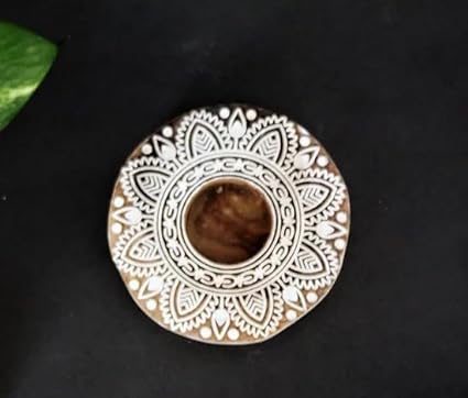 2 Pcs Wooden Candle Holder with 2 wax candle, Floor Decoration Reusable for Puja Decor Tealight Candle Holder Diya for Pooja decor.