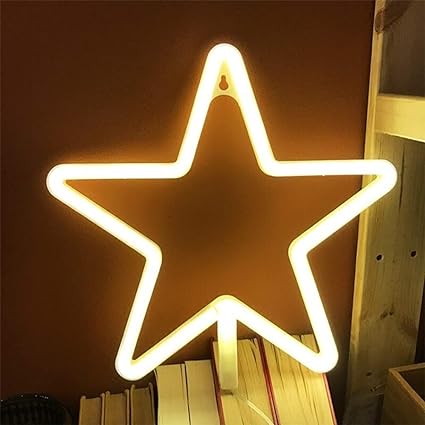 1 Pc Star Design Neon LED Light Acrylic Material for Christmas Decoration and Home Decoration, Warm White Color,Events, Balcony, Birthday, Many Festivals, Christmas Decor Occasions Decoration (28 cm) (1 Piece)(Golden)
