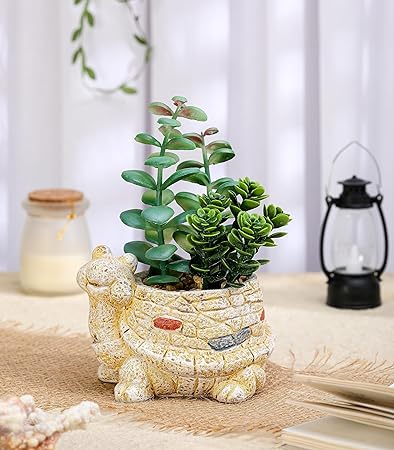1 PCS Artificial Ceramic Tortoise Design Flower Plants succulent -Add Charm to Your Home,Office Decor, Elegant Shelf
