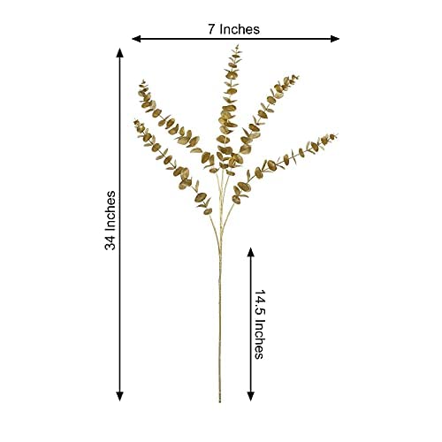 4 Pcs Artificial Flower Gingko Leaves Fake Flowers Sticks Bunch Decorative Items for Home, Living Room Table Decoration Plants and Craft Items Corner (Without Vase Pot) (Gold)