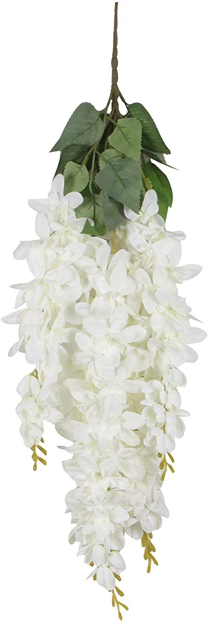12 pcs Wisteria Artificial Small Flowers for Home Decoration and Craft (Pack of 12, White)