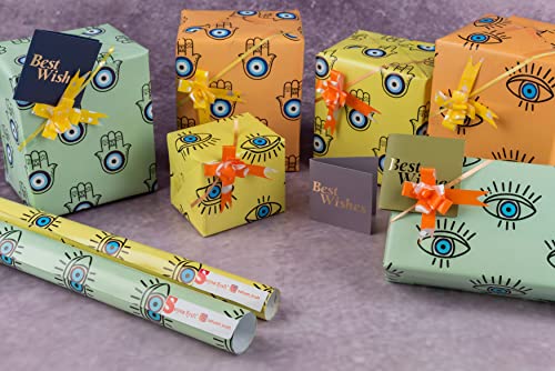 10 Pcs Evil Eye Theme Gift Wrapping Paper for Birthday Packing, Gifting,Wrapping Paper Set,Stripe Paper Gift for Children (Pack of 10)(EACH PAPER SIZE : 28 Inch x 19 Inch)