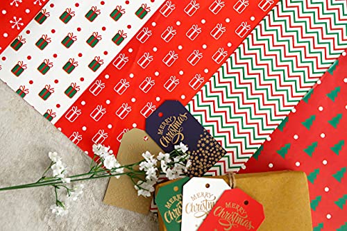 10 Pcs Red and White Gift Wrapping Paper Sheets for Birthday Packing, Gifting,Wrapping Paper Set, Gift Wrapper(Christmas Theme,Pack of 10)(SIZE : 71 cm x 48 cm)
