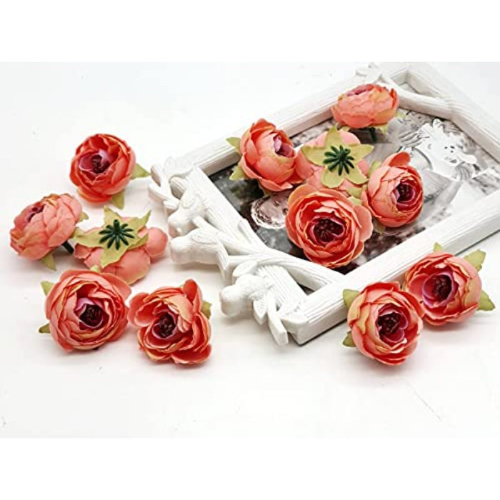 12 pcs Artificial Peony Head Rose Flowers, 4 cm.