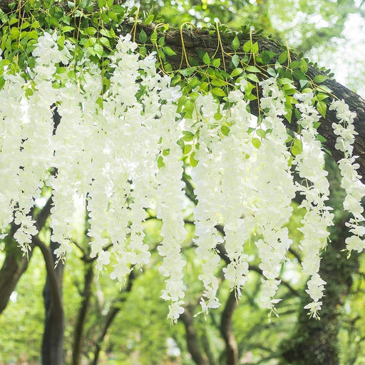 12 Pcs Wisteria Artificial Flower for Home Decoration and Craft(Pack of 12, White)