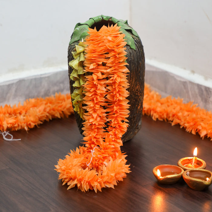Artificial Mogra Hanging Long Flower line for toran(Backdrop),Home Decor, Diwali, Festival decoration (Orange)
