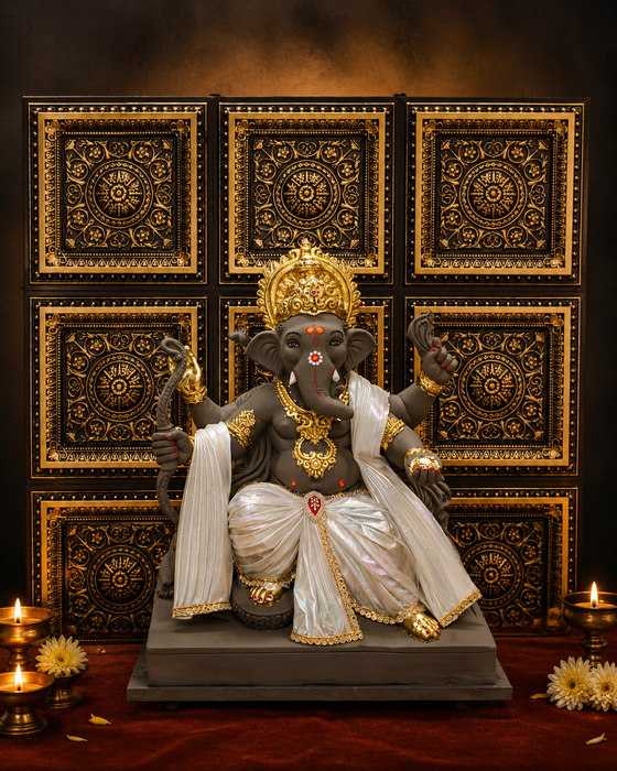 Premium Ganpati  Bappa Backdrop Wall Panels (9 pcs set) | 30 × 30 CM Each Panel | 90 × 90 CM DIY Mandap Background | 9 Panels | 3 Designs | Includes Double-Sided Tape