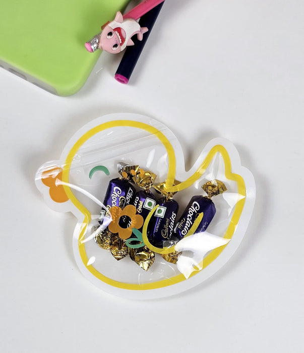 50 Pcs Cute Animal Design Ziplock  Pouches  For Gifting, Return Gifts, Birthday, Baby Shower, Party Pouches | Chocolate & Dry Fruit Packing