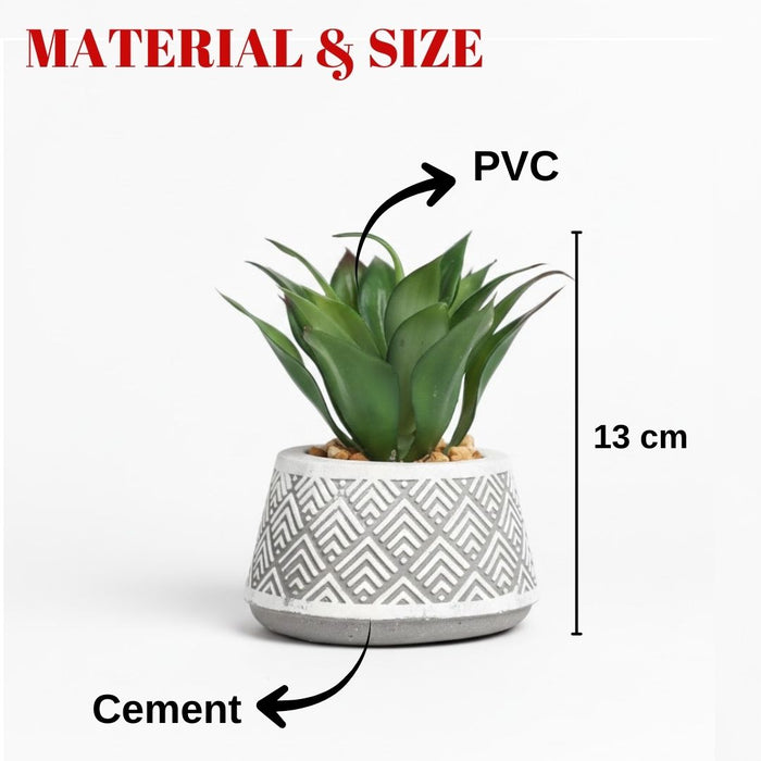 Mini Agave Artificial Green Indoor Succulent Plant with Aesthetic Ceramic Pot to Add Charm to Your Homedecor