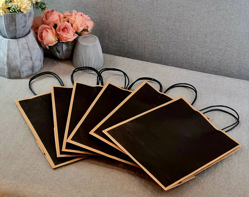 20 Pcs Medium Size BLACK (10.5X8 X4 inch) Paper Bags With Handle Gift Paper bag, Carry Bags, gift For Valentine Gifting, marriage Return Gifts, Birthday, Wedding, Party, Season's Greetings
