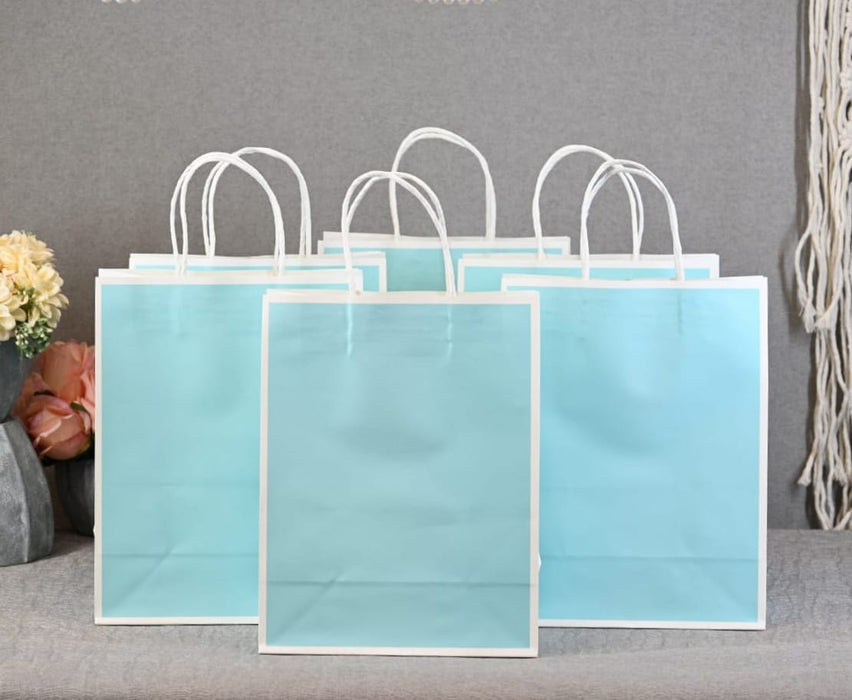 SATYAM KRAFT Medium Size Aqua blue(27 X21 X11 cm) Paper Bags With Handle Gift Paper bag, Carry Bags, gift For Valentine Gifting, marriage Return Gifts, Birthday, Wedding, Party, Season's Greetings