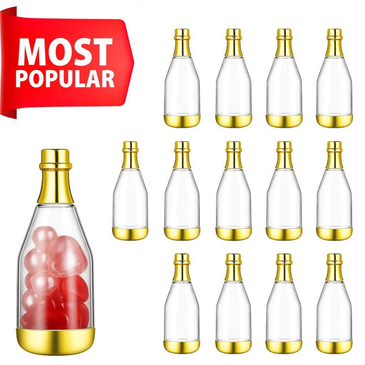 10 Pcs Golden Champagne Design Plastic Storage Bottles (11.5 cm) | Perfect for Return Gifts, Chocolates, Dry Fruits & Invitations baatli,batli