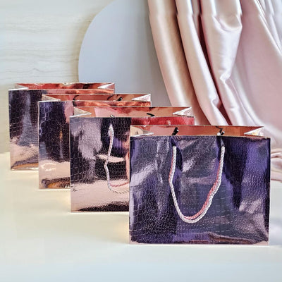 12 Pcs Small Size Shiny Paper Bag Gift Bags with Handle Gift Paper bag, gift For Gifting, marriage, Return Gifts, Birthday, Wedding, Party, Season's Greetings (Small, Pink)