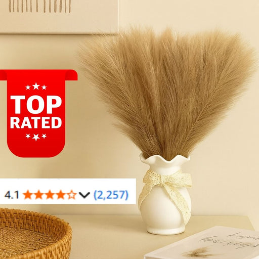 3 Pcs small Faux Pampas Grass Artificial Flowers Fake Flower for Home, Office, Bedroom, Balcony, Living Room, Table Decoration, Plants and Craft Items Corner