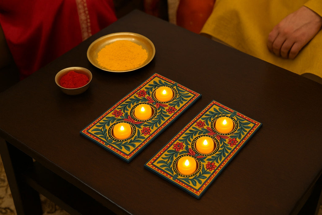 Pack of 2 India’s First 3D Tea Light | With Free 6 Candles & DIY Mirror Kit (Glue Included)