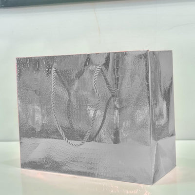 8 Pcs Big Size Shiny Paper Bag Gift Bags with Handle Gift Paper bag, gift For Gifting, marriage, Return Gifts, Birthday, Wedding, Party, Season's Greetings (Big, Silver)