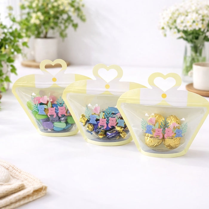 Small Bow Shape Ziplock Pouches , zipper bags for storage, gifting, travel user, kitchen zip lock Bag for jewellery, return gift, kids, birthday,Baby shower,wedding,Lightweight, for small items