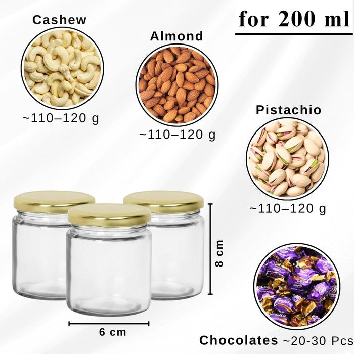 Plastic Transparent PET Storage Jars with Golden Lid | Airtight Containers for kitchen Storage, Dry Fruits, Chocolates, Sweets, & Gifting