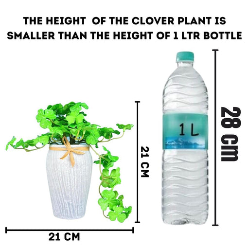 1 Pc Artificial Clover Plant with Vase Display for Home Decor, Room, Balcony, Welcoming Decoration Item,Realistic Look for Gifting, (with Vase)