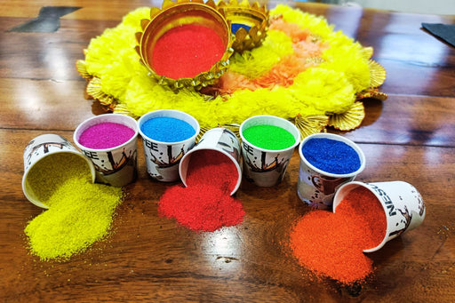 8 Packet Multi Rangoli Colour, Rangoli Powder (1 box) for decorate rangoli for Diwali Navratri New Year Festival.