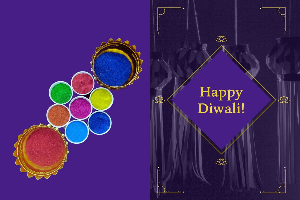 SATYAM KRAFT 8 Packet Multi Rangoli Colour, Rangoli Powder (1 box) for decorate rangoli for Diwali Navratri New Year Festival.